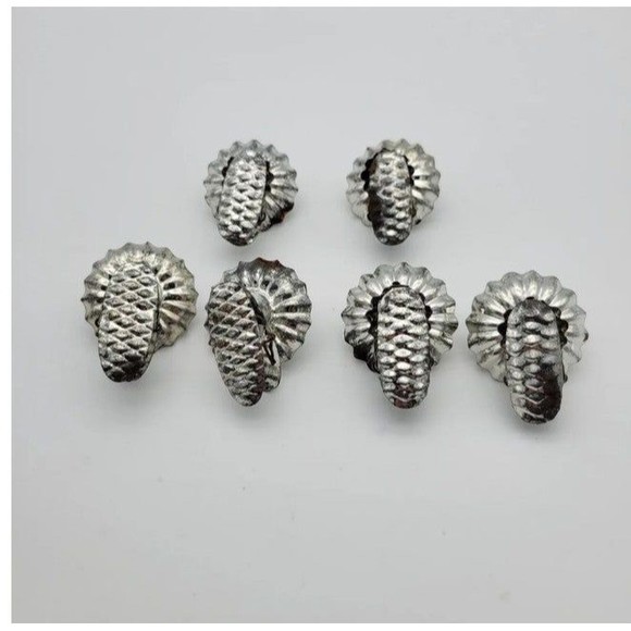 Vintage 50s 60s Silver Christmas Tree Candle Holder Clips Set of 9 - Picture 3 of 3